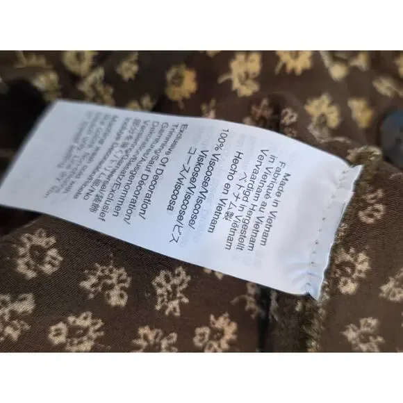 Madewell Piped Mini Skirt Woodcut Flowers Floral Printed Smocked Waist Size XS - Picture 8 of 8